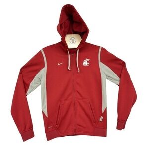 Nike Washington State Cougars NCAA Zip Up Hoodie‎ Fleece Lined Red